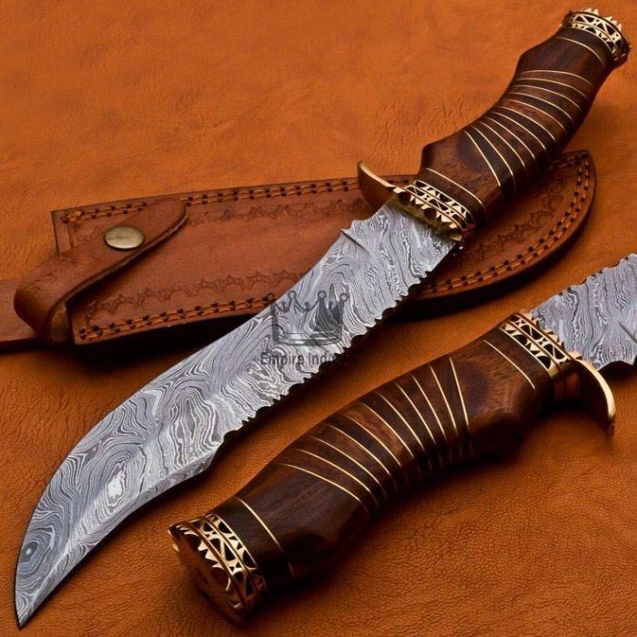  15 Handmade Damascus Steel Hunting Knife, Hand Forged Damascus  Steel Fixed Blade Bowie Knife, Fix, Genuine Leather Sheath, Camel Bone  Handle Firm Grip : Sports & Outdoors