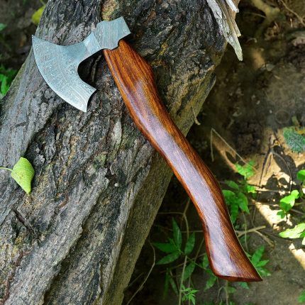 Handmade Carbon Steel Axe with Rose Wood with leather Sheath, Personalized Best gift for men, Axe, Master Axe, Overall Length; 18inches, Gift FOR HER
