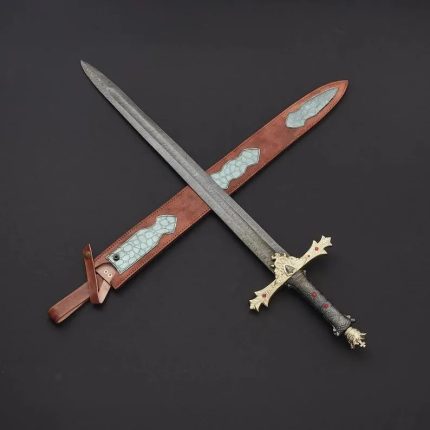 ApexOutdoors Handmade Medieval Damascus Steel Sword: Exquisite Craftsmanship for Every Occasion,viking,gift for her